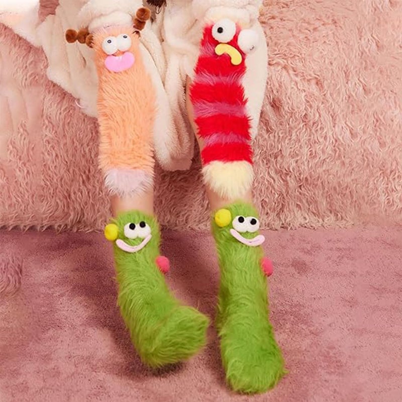 TFTSR Crazy Funny Fuzzy Silly Socks for Kids Women,Girls Fluffy Slipper Novelty Fun Socks,Boy Men Cute Cozy Soft Animal Socks - Image 5
